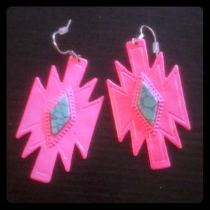 3/$10NWOT. Neon Pink and Turquoise Earrings